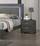 ZNTS Metallic Gray Color Nightstand Bedroom 1pc Nightstand Solid wood Acrylic Hardware 2-Drawers bedside B011126171