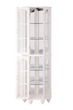 Corner Curio Cabinet with 4 Adjustable Tempered Glass Shelves and Lighting System, Solid Wood W1693P216951
