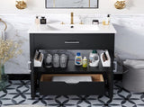30-Inch Bathroom Vanity with Ceramic Sink and Ample Storage - The Perfect Choice for Small Bathrooms WF530809AAB