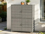 Outdoor PE Rattan Storage Cabinet with Adjustable Shelves, Anti-Tip Garden Tool Storage Shed for 47992107