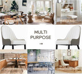 Modern PU sponge-filled dining chair, solid wood metal legs, suitable for restaurants, living rooms W1535119451