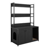 ZNTS Large Cat Litter Box Enclosure Shelf Storage, Hidden Cat Washroom Furniture, Wooden Cat House 81586138