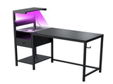 Computer Desk with Power Outlet & Storage Shelves, Study Writing Table with USB Ports Charging 20137043