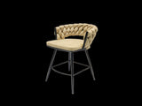 28" Technical Leather Woven Bar Stool Set of 2,Black legs Barstools No Adjustable Kitchen Island W2189131687