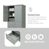 ZNTS Tall and Wide Storage Cabinet with Doors for Bathroom/Office, Three Drawers, Grey WF299285AAG