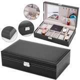 ZNTS Jewelry Box 8 Slots Watch Organizer Storage Case with Lock and Mirror for Men Women Black 92598944