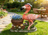 Outdoor Garden Sculpture Flamingo Flower Pot Planter - Unique Yard Statue Decoration, Interesting W5398P454683
