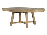 Farmhouse Round Extendable Dining Table with 16" Leaf Wood Kitchen Table 08336730