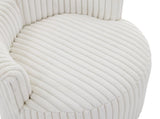 Malna Plush Wide Wale Corduroy Upholstered Barrel Accent Chair with Wheels, Off-white T2574P221268