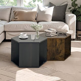 23.62'' Hexagonal Coffee Table Side Table Nightstand Burmese Sumac W757P164920