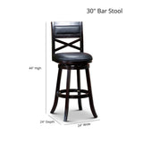 30" Bar Height X-Back Swivel Stool, Cherry Finish, Beige Fabric Seat B04660709