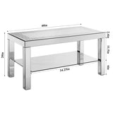 W 40 "X D 20" X H 20 "Curved border carved mirror coffee table Silver mirror glass tabletop with W1005P190425