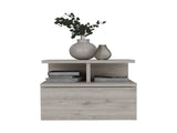 Floating Nightstand 12"H, Wall Mounted with Single Drawer and 2-Tier Shelf, Light Gray B097133174