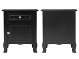 2pcs 40*30*63cm Country Style MDF Spray Paint Curved Feet One Draw One Door Night Table Black 71595633