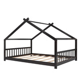 Full Size House Bed Wood Bed, Espresso N708P182786P