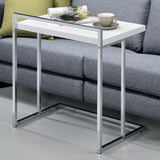 White High Gloss Rectangular Top Snack Table with Metal Legs B062P156868