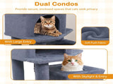 57" Multi-Level Cat Tree for Multi-Cat Households, 2 Condos & Hammock with Sisal Scratching 93262124