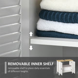 Pedestal Sink Storage Cabinet, Under Sink Cabinet with Double Doors, Antique White, Walnut-AS 91165157