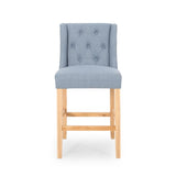 Vienna Contemporary Fabric Tufted Wingback 27 Inch Counter Stools, Set of 2, Light Blue and Natural 64853.00LBLU