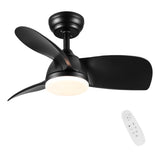 ZNTS 28 In Intergrated LED Ceiling Fan Lighting with Black ABS Blade W1367P234010