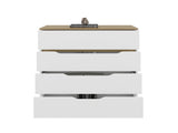 Drawer Dresser 35"H, Four Drawers, Superior Top, White / Light Oak B097132891