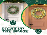 2 Pack 24in Pre-lit Christmas Wreath, Lighted Artificial Xmas Wreath with 100 Warm Lights and 150 22537616