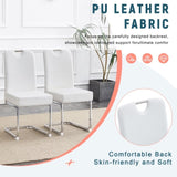 A set of 4 white thickened dining chairs with built- in spring packages and ergonomic W3226P279079