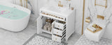 36" Bathroom Vanity with Sink, White Vanity Cabinet with Flip-Out Drawer, 3 Drawers, 2 Soft-Close N725P283623K