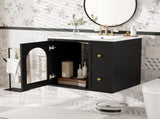 24" Bathroom Vanity Set Wall Mounted for Small Space, Bathroom Cabinet with Ceramic Sink, 2 Drawers N710P286704B