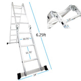 Practical 12-Step Joints Aluminum Folding Ladder Silver 63828258