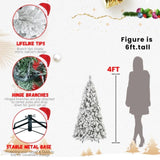 Artificial 7ft Flock LED-lit Christmas Tree with 1060PVC/Hard Needle Mixed Branch Tips,Hinged 12900412