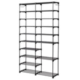 ZNTS FCH double row 10 layers non-woven shoe rack iron pipe + PP pad + plastic 85.7*29.8*158cm black 17125702