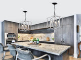 4-Light Farmhouse Chandeliers, Matte Black and Sliver Matte Black Vintage Cage Light Fixture W1592P230610