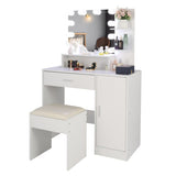 ZNTS FCH Large Vanity Set with 10 LED Bulbs, Makeup Table with Cushioned Stool, 3 Storage Shelves 1 50529710