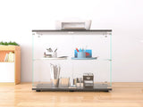 Two-door Glass Display Cabinet 2 Shelves with Door, Floor Standing Curio Bookshelf for Living Room W1806104442