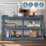 Console with 3-Tier Open Storage Spaces And Roman Column Effect Support Legs,Narrow Sofa Entry W1445P162731