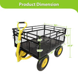 ZNTS Heavy Duty Steel Garden Cart Removable Mesh Sides to Convert into Flatbed, Utility Metal Wagon 33518030