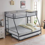 ZNTS Twin Over Full Bunk Bed with Trundle, Triple Bunk Beds for Kids Teens Adults, Metal Bunk Bed with 63047706