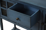 TREXM Sideboard Console Table with Bottom Shelf, Farmhouse Wood/Glass Buffet Storage Cabinet Living WF193444AAM
