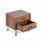 2 Drawers Nightstand with Metal Legs, Walnut B016P253802