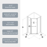 Pivot shower door, with 1/4" tempered glass , 34.75 in. x 72 in. Frameless Neo-Angle Pivot Shower W2122131072