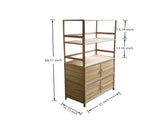 Tall Storage Cabinet with Open Shelving, 35.00" W x 16.73" D x 68.11" H, Freestanding Wood-Grain W3895P551342