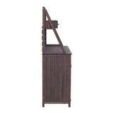Brown Fir Wood Potting Bench - 5-Drawer Garden Workstation with Slatted Back Panel & Storage Cabinet N769P282380B