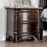 Genuine Marble Top Nightstand with 2 Drawers, Brown Cherry B016P251479