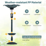 Green Standing Pedestal Birdbath and Feeder Combo with Solar Powered Lamp 50023949