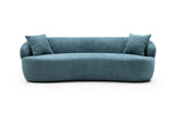 Blue Mid Century Modern Curved Sofa, 3 Seat Cloud couch Boucle sofa Fabric Couch for Living Room, W87679951