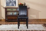 Urban Style Solid Wood Leatherette Padded Parson Chair, Black, Set of 2 T2574P164532