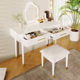 40" Modern Vanity Table Set with Mirror Touch Screen Lighted Mirror, Dressing Table and Cushioned N704P196657K