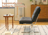 Leather Armchair, Modern Accent Chair High Back, Living Room Chairs with Metal Legs and Soft Padded, W2105P584379