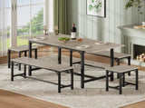 Expandable Dining Table Set for 4-8, 63" Large Extendable Kitchen Table with 2 Benches & 2 Stools, W1820P464320